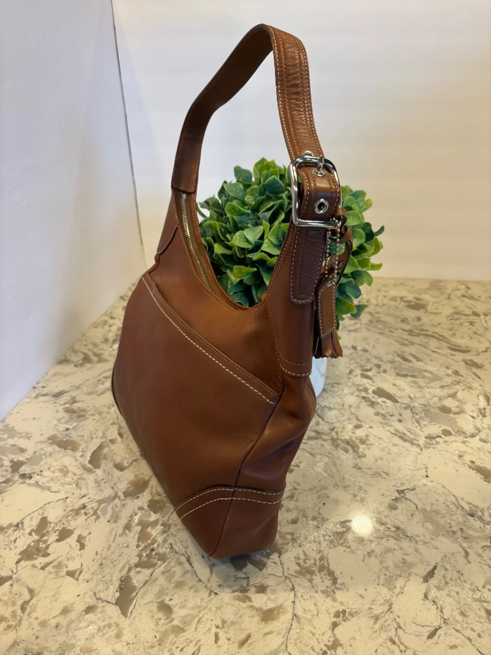 Vintage Coach Brown Leather Hamilton Hobo Handbag  F10280